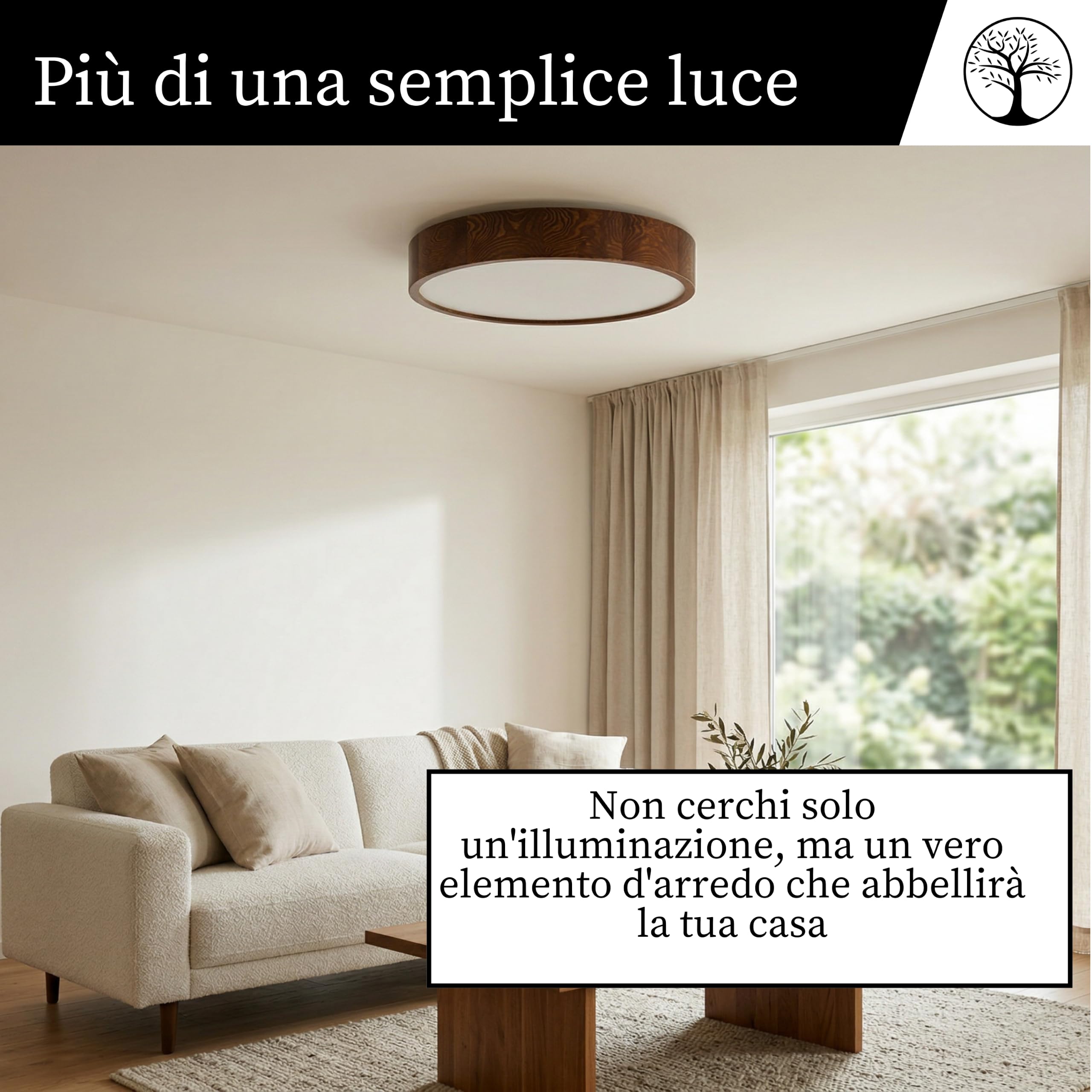 Plafoniera rotonda legno noce 3xE27 (47 cm) LEJA | Legno massello, Installazione facile, Prodotto nell'UE, CE, Paralume in vetro satinato, Facile da pulire