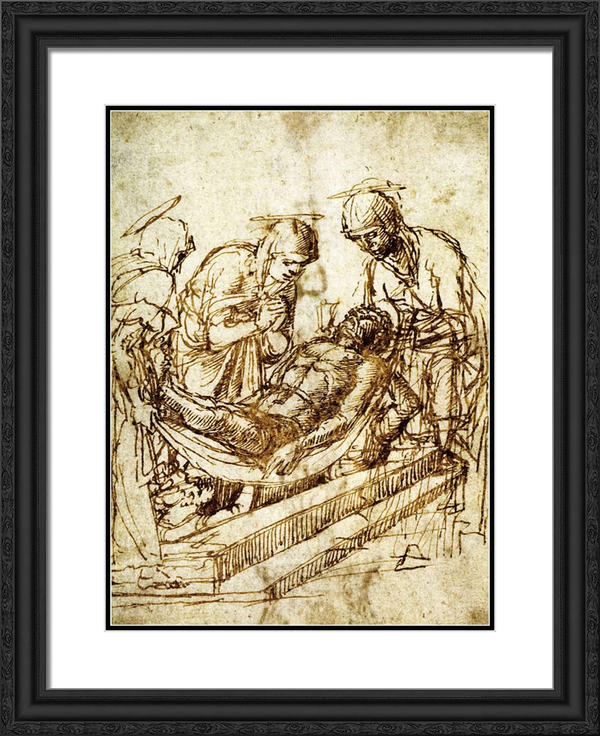 ArtDirect Mantegna, Andrea 20x24 Gold Ornate Framed Art Print with Double Matting Titled: The Entombment