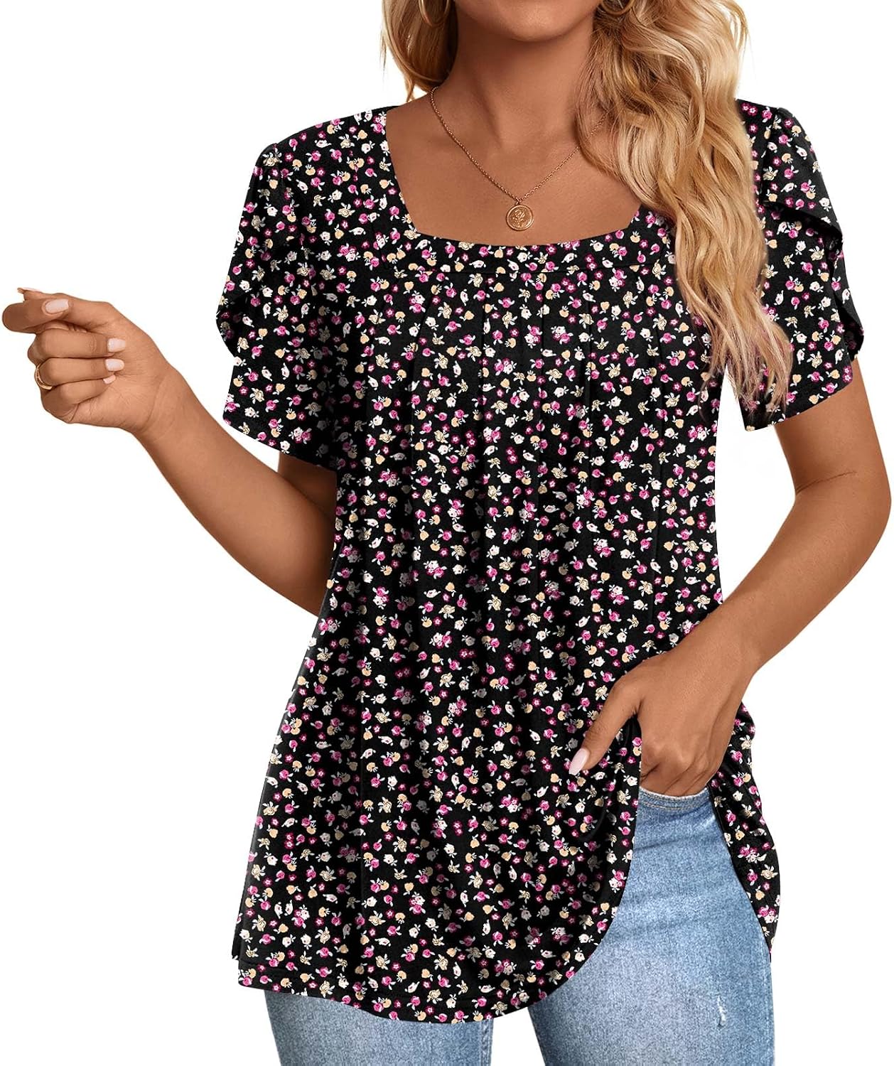 Anymiss Womens Spring Tunic Tops 2026 Dressy Casual Summer Blouses T Shirts M-3XL