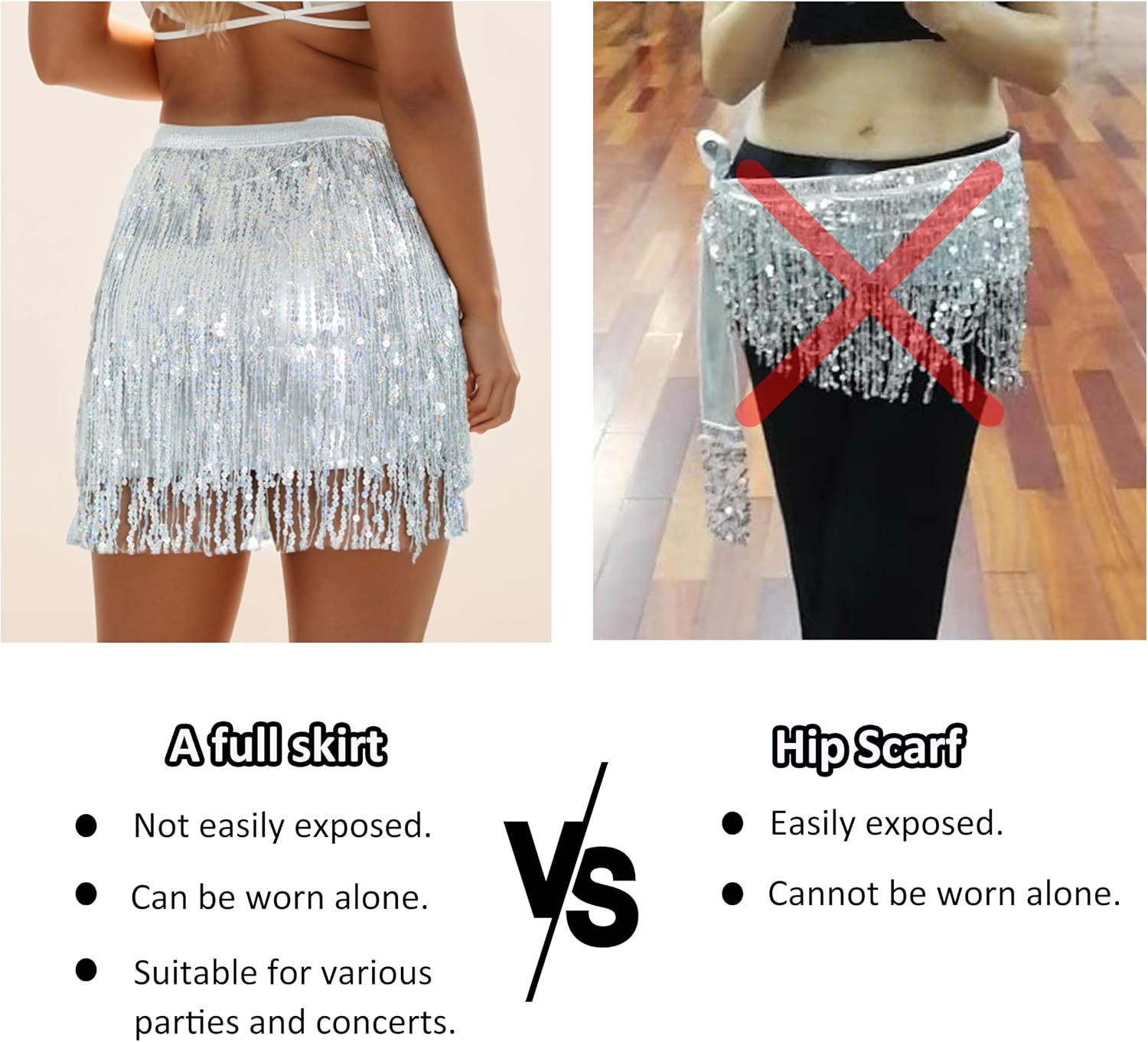 Yoody Full Skirt with Sequin Fringe for Women and Grils