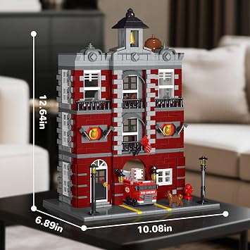City Fire Station Building Sets with Firetruck and Light Compatible with Lego Fire Rescue Center Model for Adults - 1823 PCS