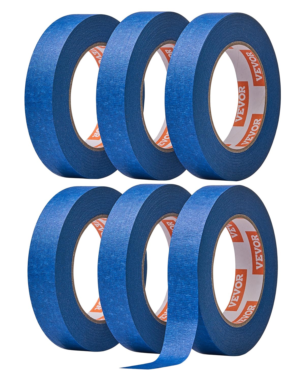 VEVOR Painters Tape, 1 Inch Wide (0.94 In x 60 Yds), 6 Rolls, Blue Painter Tape for Painting, Edge, Trim, Ceiling, Masking Tape Protects Surfaces and Removes Easily, DIY Craft Art, Labeling Decoration