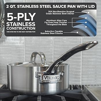 Amazon | Viking Professional 5-Ply Stainless Steel Saucepan, 2
