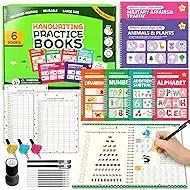 6 Pack Magic Grooved Writing Practice Books for Kids,Reusable Handwriting Practice with Pen,Pencil Grisp,Cute Seal and Learning Schedule ,Pecfect Tracing Copybook for Kindergarten Preschool Age 3-8