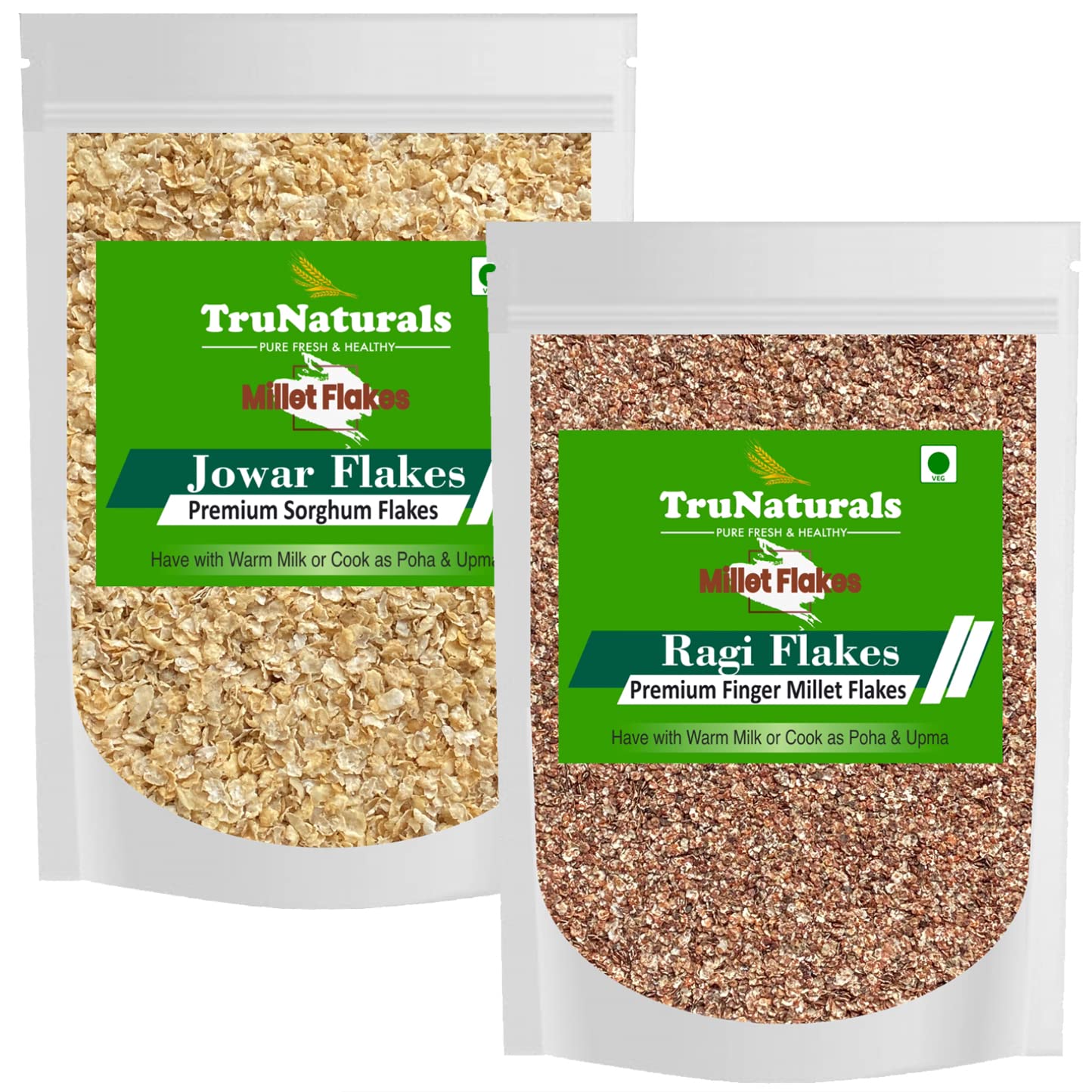 TruNaturals Ragi & Jowar Flakes Poha Combo 450g x 2 | Ragi Flakes & Jowar Flakes for Breakfast Sugar Free | Millet Flakes Poha Combo Offer | Finger Millet & Sorghum Pohas Organic, Minimally processed, Gluten Free (B097ZXDF7B) Amazon Price History, Amazon Price Tracker
