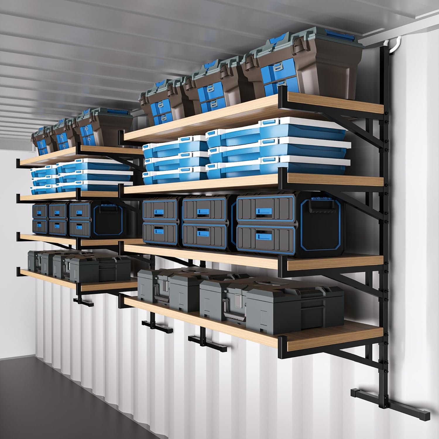 Shipping Container Shelving,Unlock Your Vertical Potential with This Fully Enclosed Steel Shelving System,Truck Storage Accessories for Warehouses(19.88" Dx7.48 Wx66.92 H)