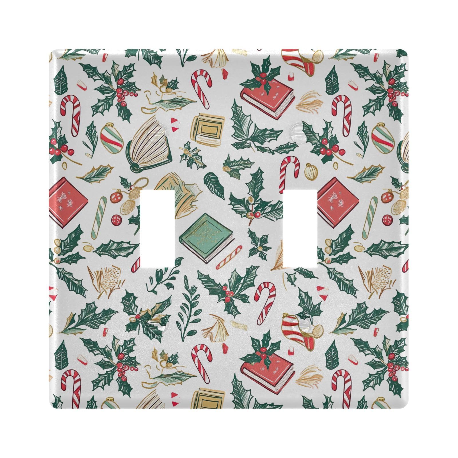 UMIRIKO Christmas Holly Light Switch Cover Plate Covers Decorative Double Toggle Home Decor 202b7094