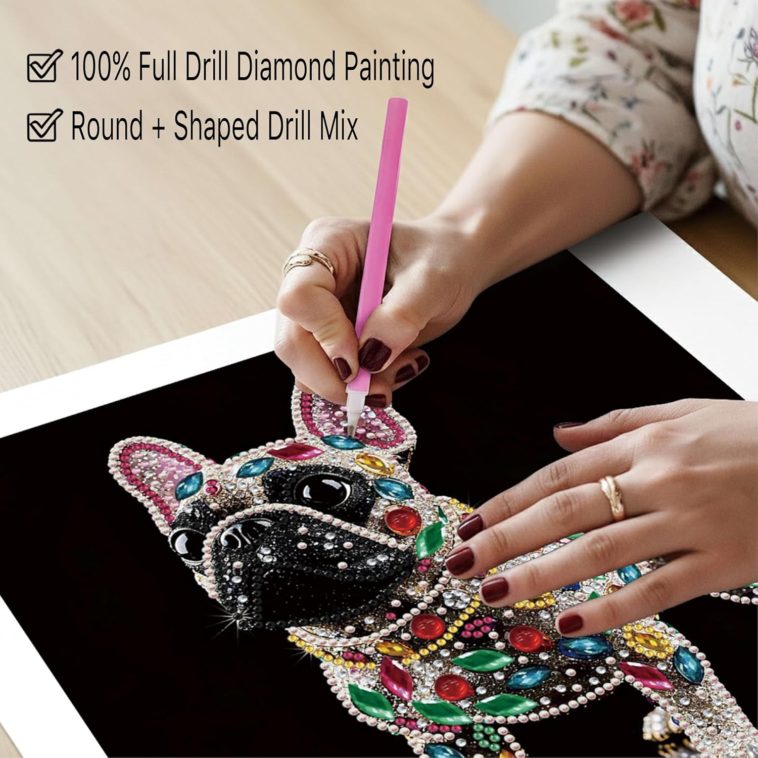 ZenPhyralis French Bulldog Gifts for Dog Lovers, Special Shape Diamond Painting Kit for Adults, Sparkling Frenchie Diamond Art with Crystal Gems, Cute Dog Desk Decor & Wall Decoration