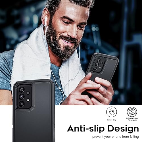 Miniatura 6 de LeYi Funda para Galaxy A53 5G protección de defensa resistente 3 en 1 con 2 protectores de pantalla de vidrio templado, a prueba de golpes y polvo -