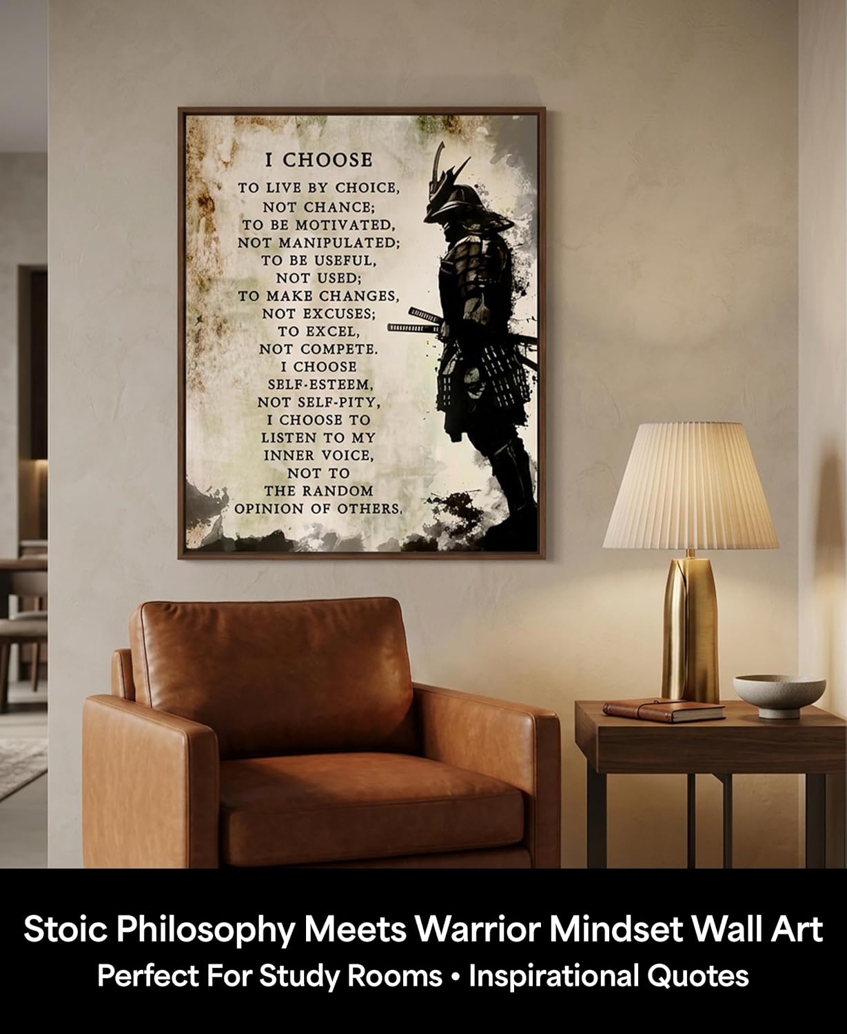 I Choose Samurai Motivational Wall Art – Inspirational Warrior Poster for Office & Gym – Stoic Bushido Decor for Men – Discipline Quote Print – 16x20 Unframed – Made in USA Archival Matte