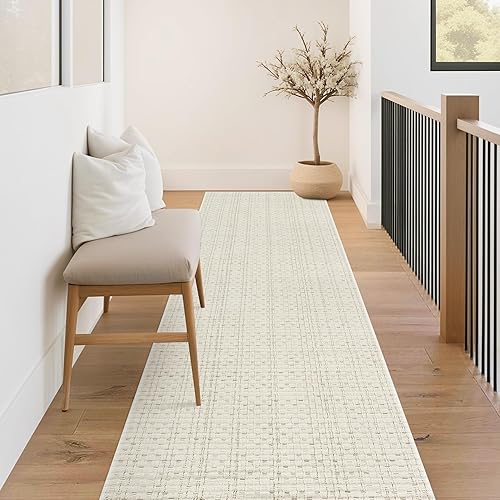 Miniatura 1 de Nailttos Alfombra de pasillo de 2 x 8 pies, alfombra de baño tejida de algodón bohemio, reversible, tejida, lavable, para interiores y exteriores,