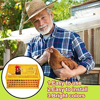 Irenare Poultry Carrier Crate Plastic Chicken Transport Cage Heavy Duty Chicken Crates and Cages Poultry Carrier Basket Box for Bird Duck Goose 13 Adult Chickens, 29.5 x 21.7 x 13 Inch