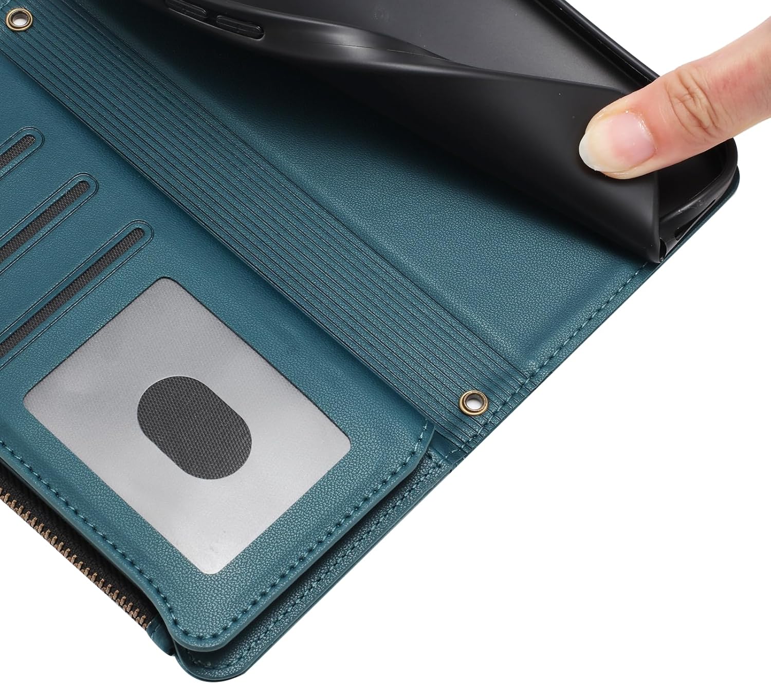 Compatible with Oppo K13 Turbo 5G,Compatible with Oppo K13 Turbo Pro 5G Flip Kickstand Double Card Slots Zipper Wallet Case Green