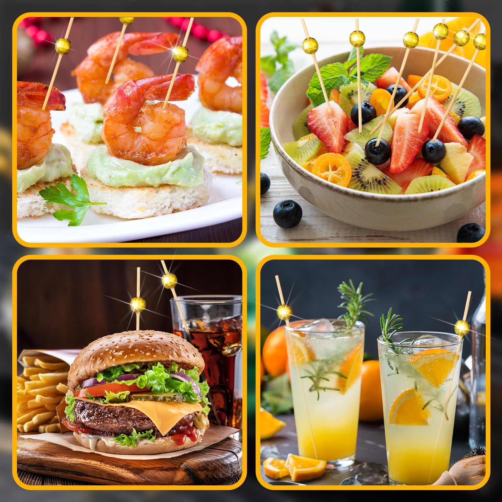 Hushee 300 Pieces Long Cocktail Picks Decorative Fancy