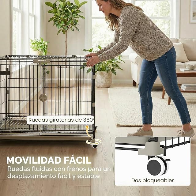 Foto 3 de 8 de PawHut Jaula para Perros, 30 Pulgadas Jaula metálica con 2 Puertas, Negro
