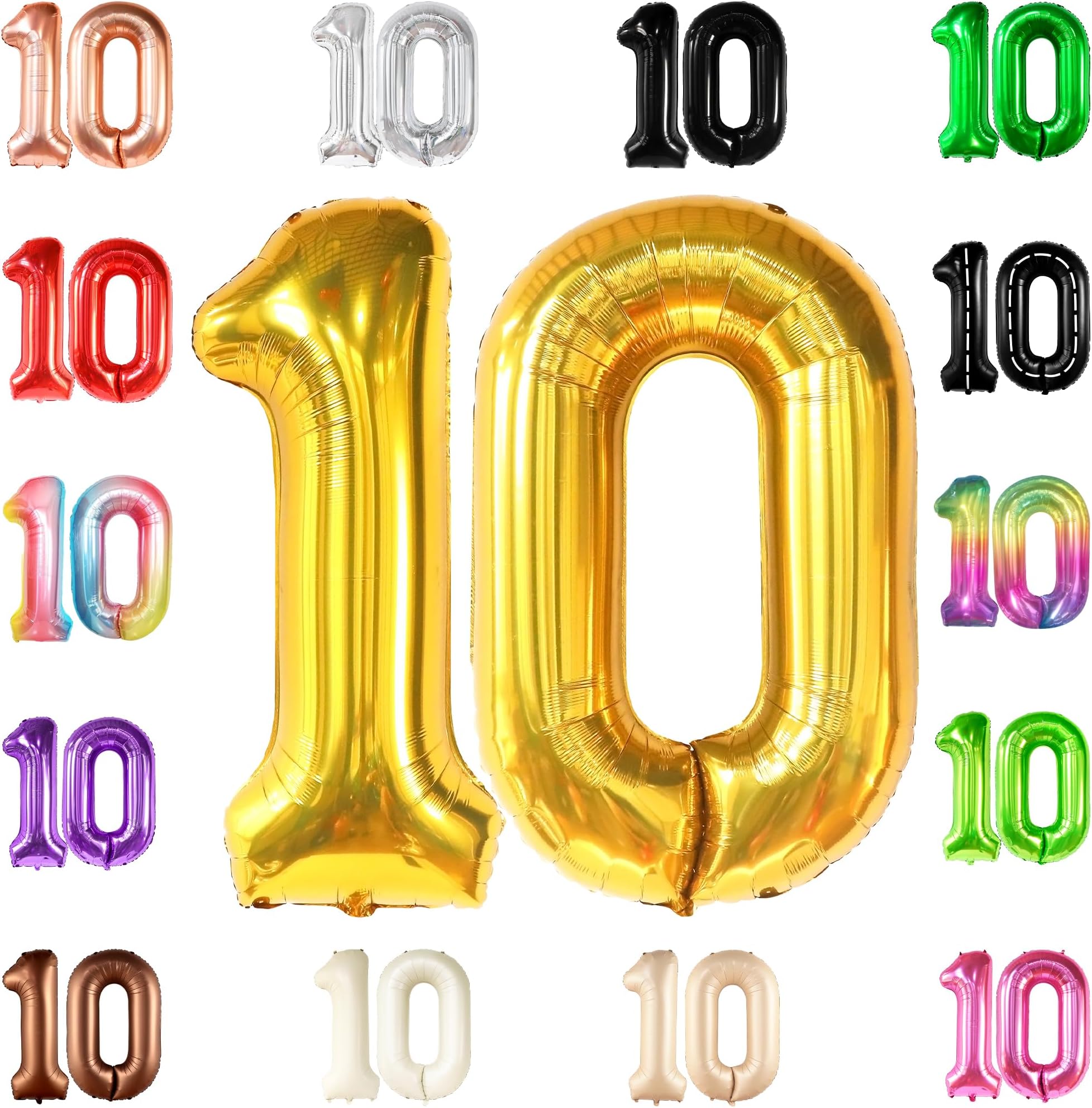 KatchOn, Gold 40 Inch Giant Number 10 Balloon - 10th Birthday Decorations for Boys & Girls