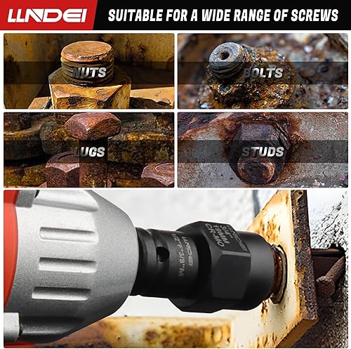 Miniatura 4 de LLNDEI Kit extractor de pernos, 15 piezas de extracción de tuercas peladas fáciles de sacar con accionamiento de 38 pulgadas, acero CR-MO resistente