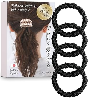 黒い流れるヘアアクセサリー Jewel VOX シュシュ 黒 レディース ヘアアクセサリー グログラン