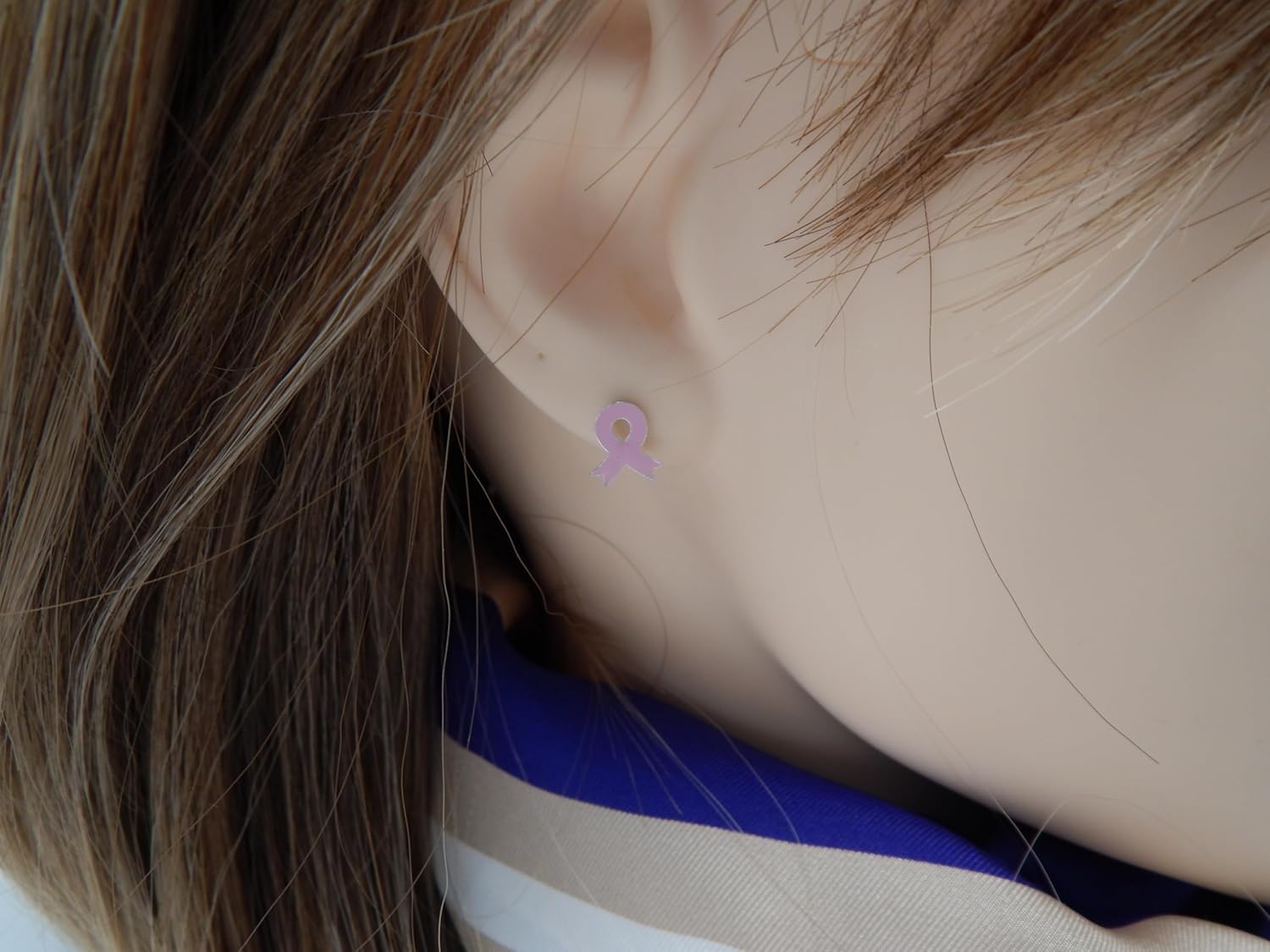 Limited Edition Solid 925 Sterling Silver Pink Breast Cancer Ribbon Stud Earrings nickel free, Hypoallergenic - Image 8