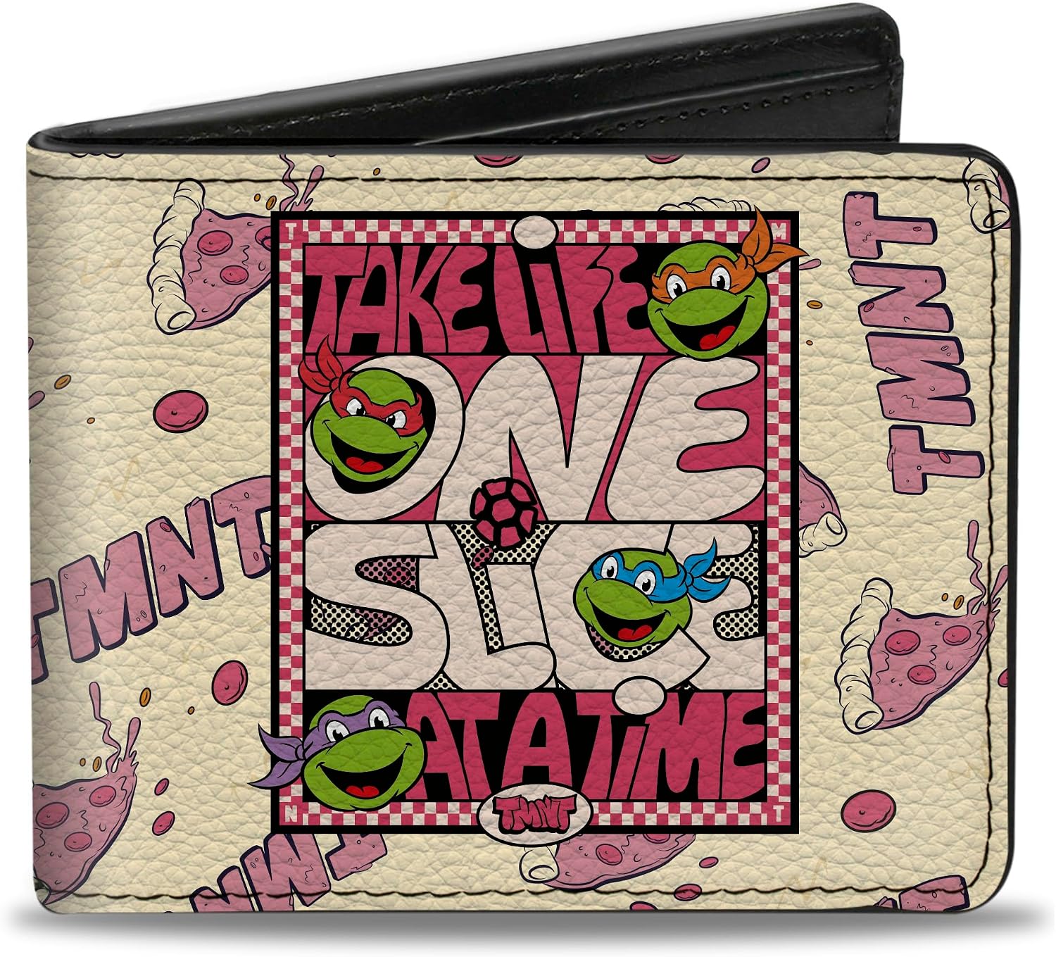 Buckle-Down Nickelodeon Wallet, Bifold, Teenage Mutant Ninja Turtles Take Life One Slice at a Time, Vegan Leather