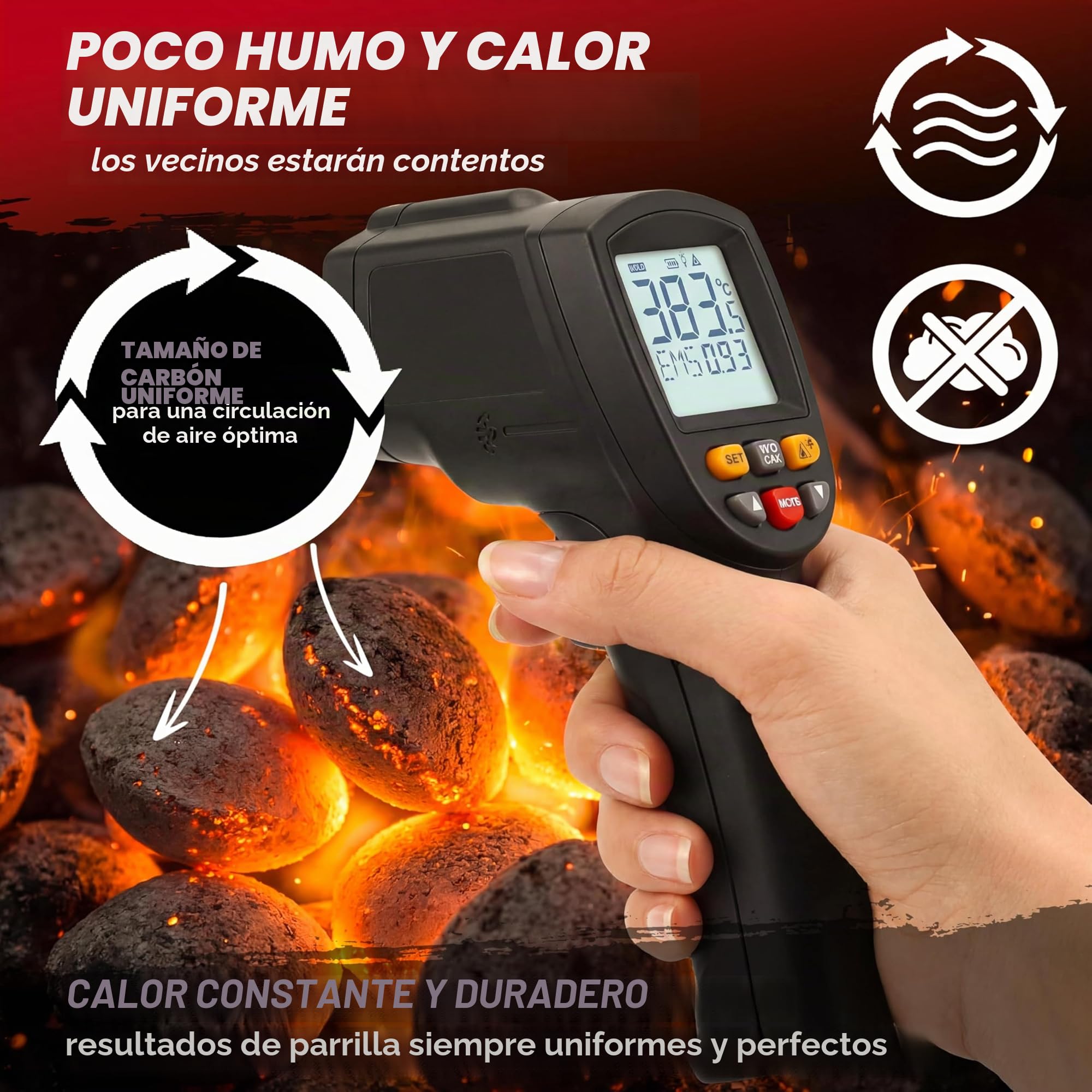 DEUBA® 27kg Briquetas de Carbón Vegetal para Barbacoa 9x3kg Brasas Bajas en Chispas y Calor Uniforme