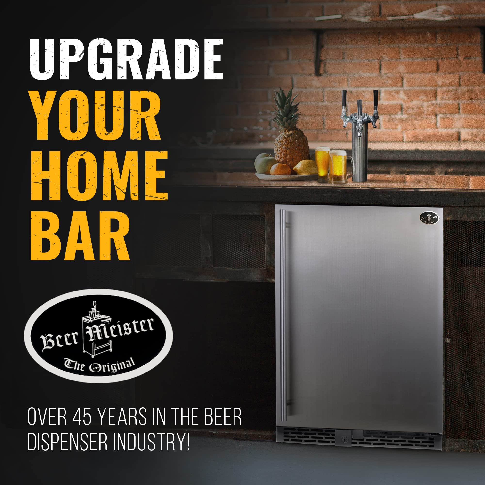 Beer Meister - Beer Kegerator, Draft Beer Dispenser For Home Bar, Beer, Wine, & Bar Soda Dispenser System, Triple Tower W/Stainless Door, Built-In Premium Series, 24.88 X 23.88 X 34.38 Inches on Fridge.com - View 6