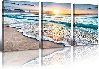 3Pcs Ocean Decor - Modern Beach Bathroom Decor Wall Art for Living Room ...
