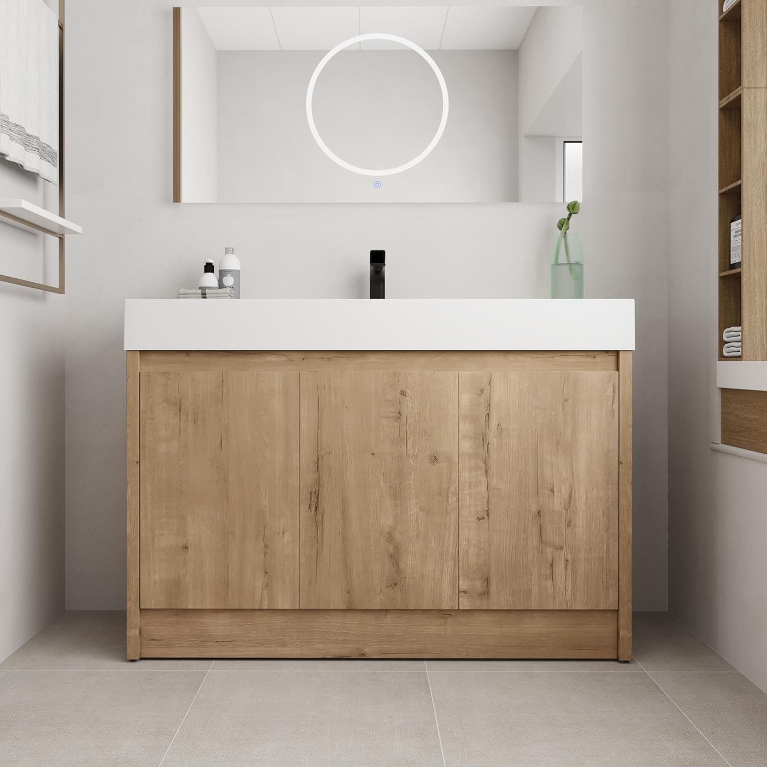 48 Inch Bathroom Vanity with Sink, Imitative Oak Modern