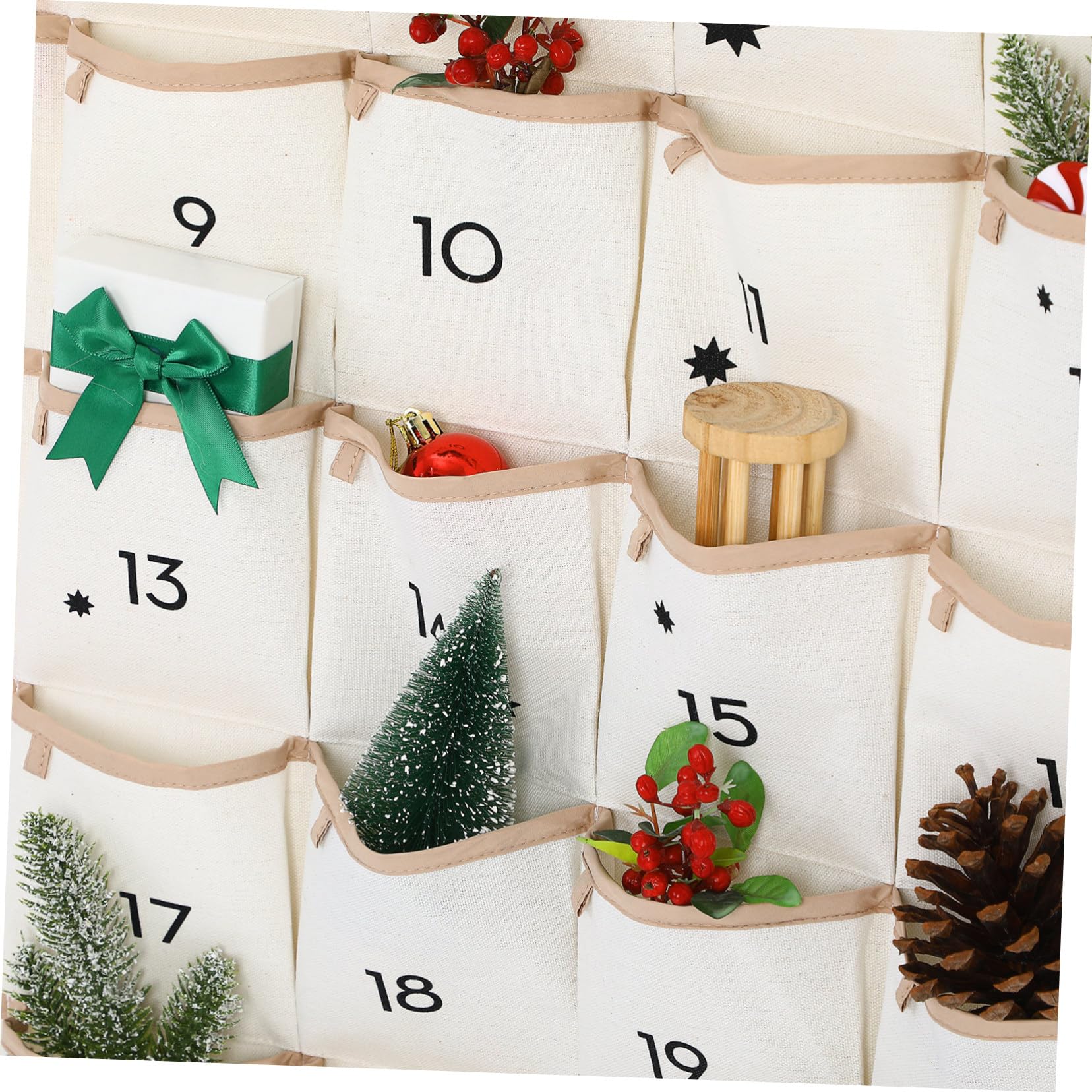 Homoyoyo Hängeaufbewahrungstasche Mit Tasche Weihnachtskalendertasche Hängebeutel Wandaufbewahrungsbeutel Wandbehang Aus Baumwollstoff Waschbar Atmungsaktiv Multifunktional