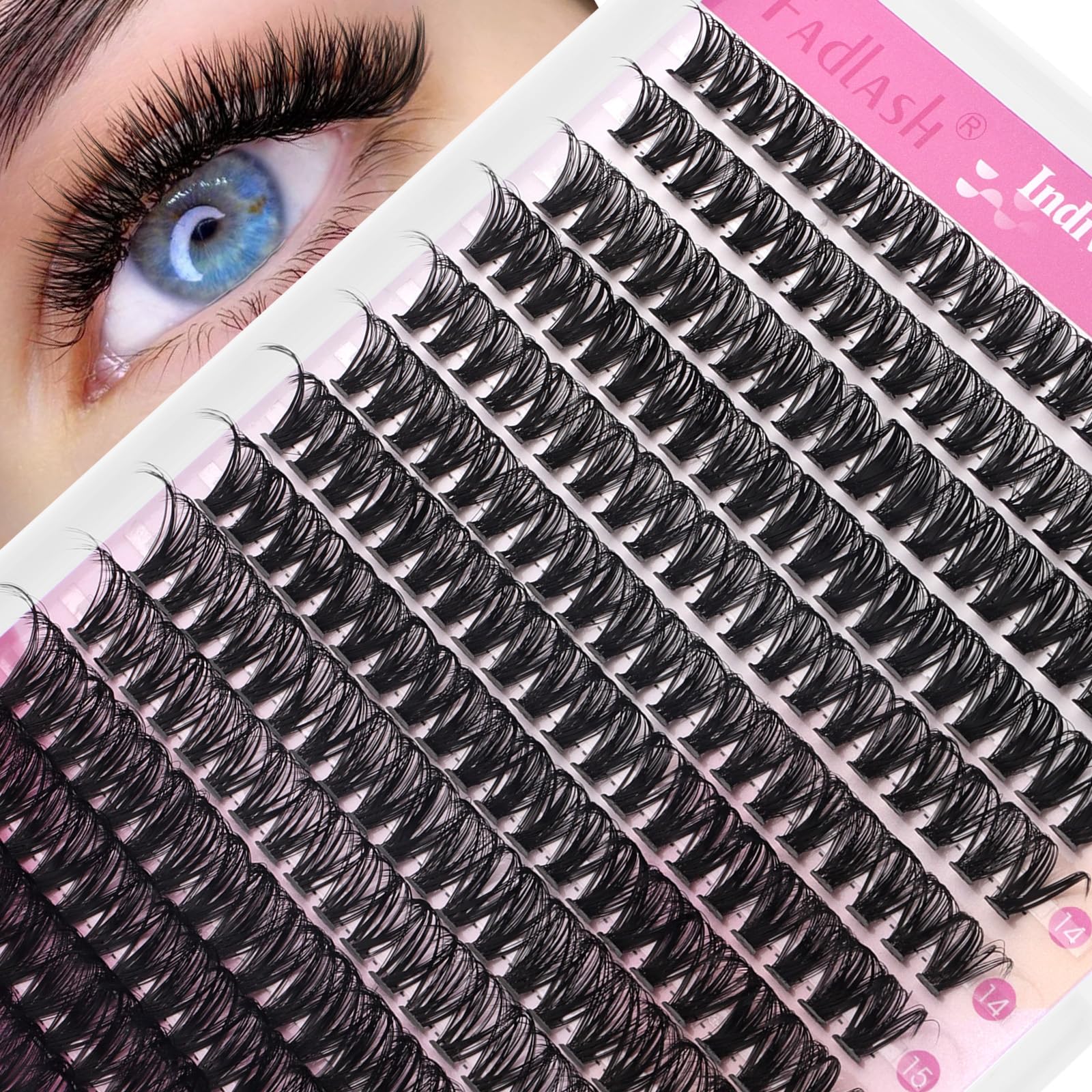 FADLASH Lash Clusters 40D Eyelash Extensions 12-18mm Individual Cluster Lashes D Curl DIY Lash Extension Clusters Eyelash Clusters Soft Volume at Home (40D-07D Mix12-18)