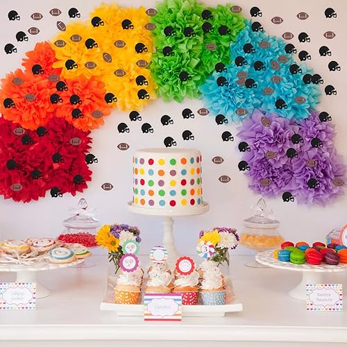 Miniatura 6 de 120 piezas de confeti de fútbol con purpurina negra y marrón, decoración de mesa de fiesta temática deportiva para niños y hombres, fiesta de