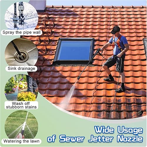 Miniatura 4 de Kit de 6 boquillas de chorro de alcantarillado, chorro de alcantarillado de acero inoxidable de 14 de pulgada NPT para lavadora a presión,