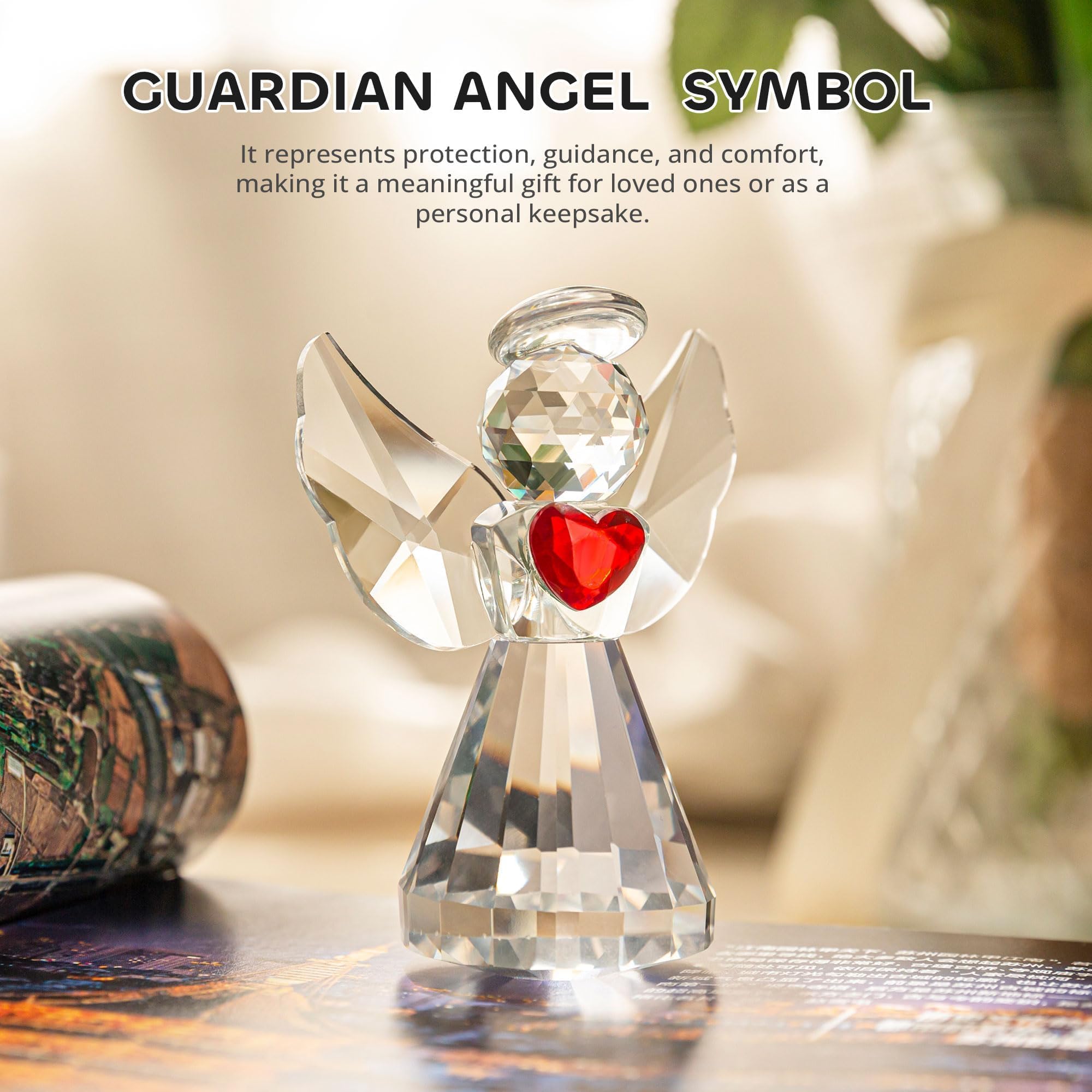 Amazon.co.jp: HDCRYSTALGIFTS クリスタル 守護天使 置物 アート