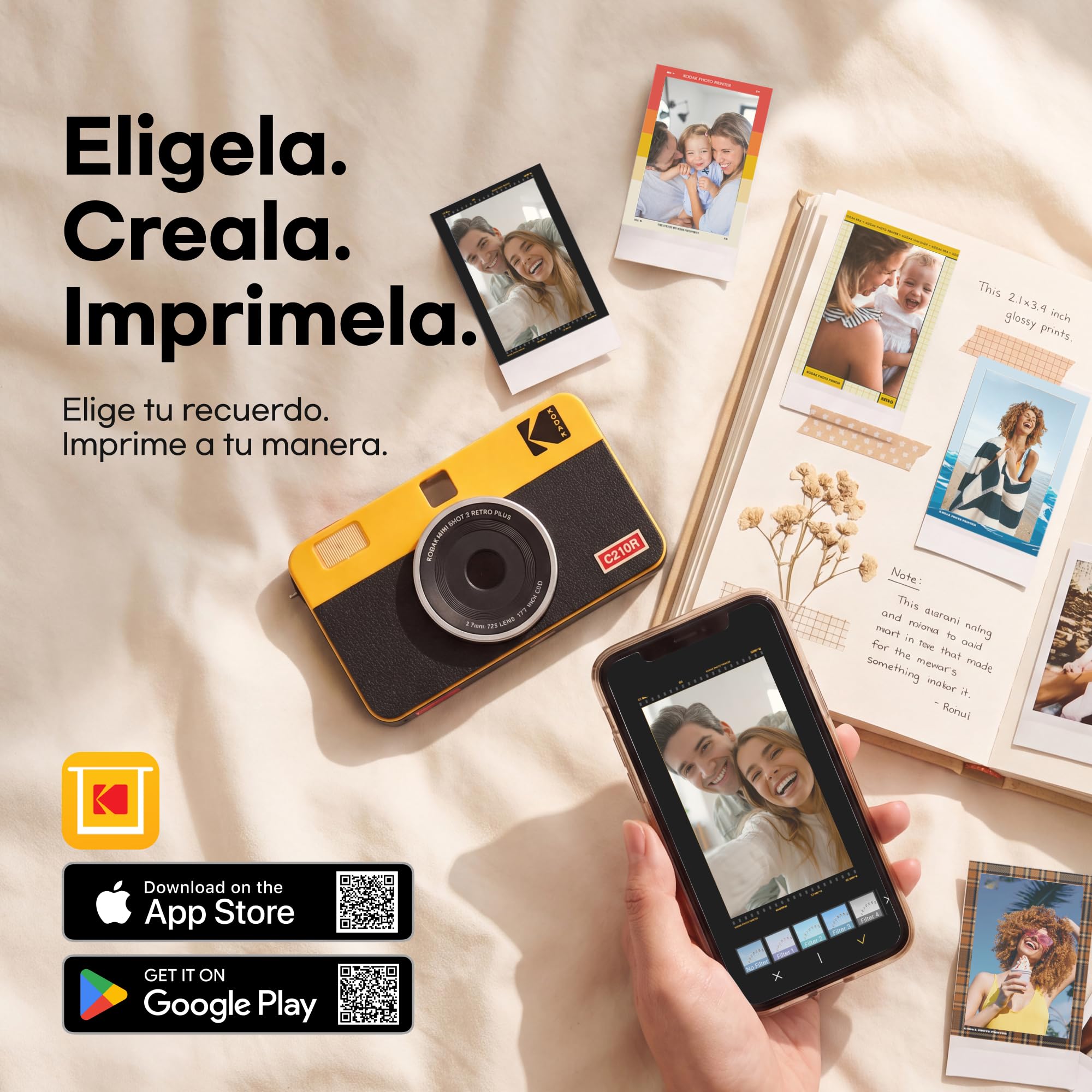 KODAK Mini Shot 2 Retro 4PASS 2-in-1 Cámara instantánea e Impresora fotográfica (5,3 x 8,6 cm) + 8 Hojas, Blanco