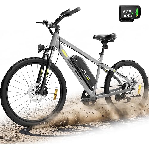 INVANTI Electric Bike for Adults with 55 Miles, Peak 750W Motor, 20 MPH Commuting Electric Mountain Bike with 26" Tires, Front Fork Suspension, 7-Speed Gears, LCD Display and Removable Battery