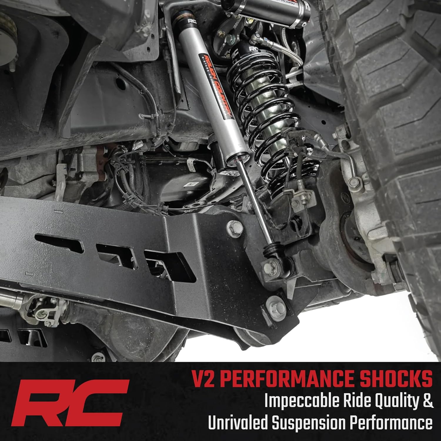 Rough Country 4-5.5" V2 Monotube Front Shocks for 13-24 Ram 2500 4WD - 760818_E