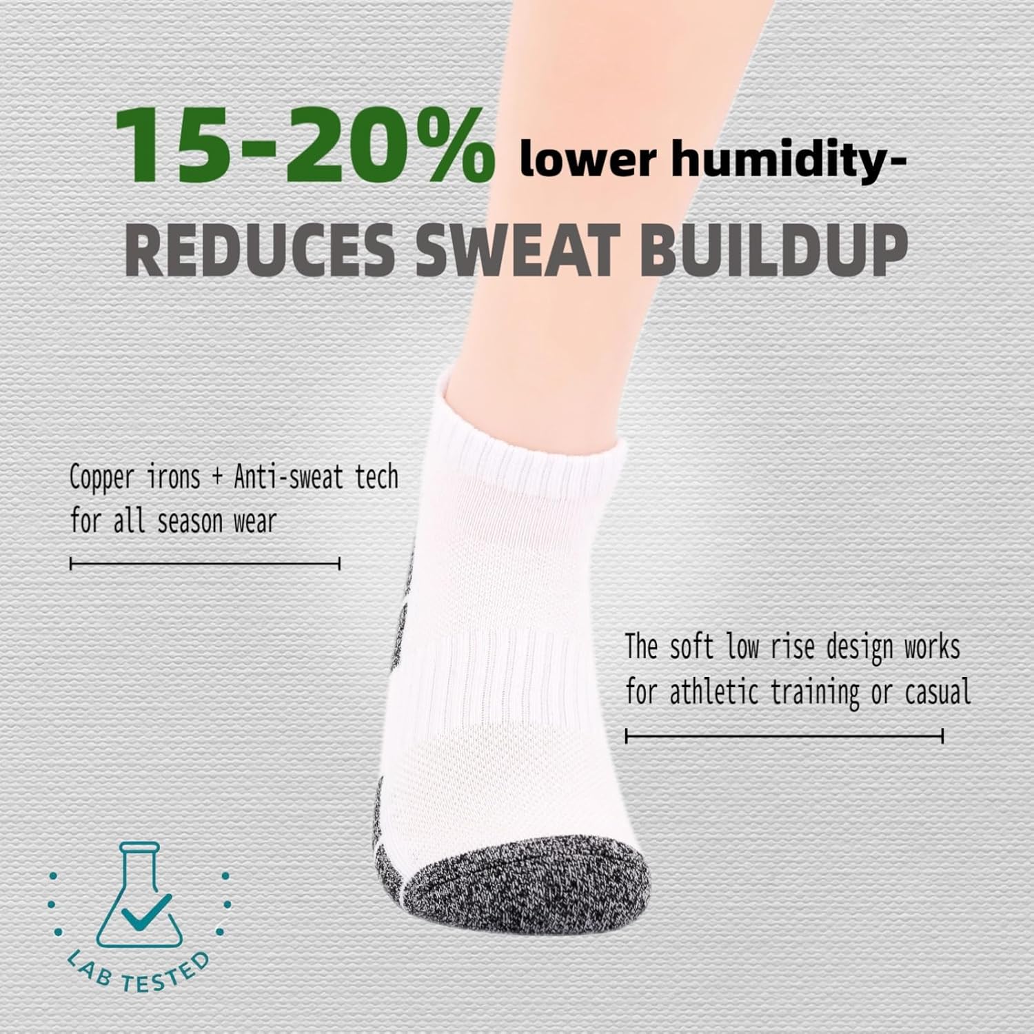 Kodal Copper Infused Compression Socks Men Women - Moisture Wicking Odor Free Cushioned Running Socks (6-Pairs) - Image 5