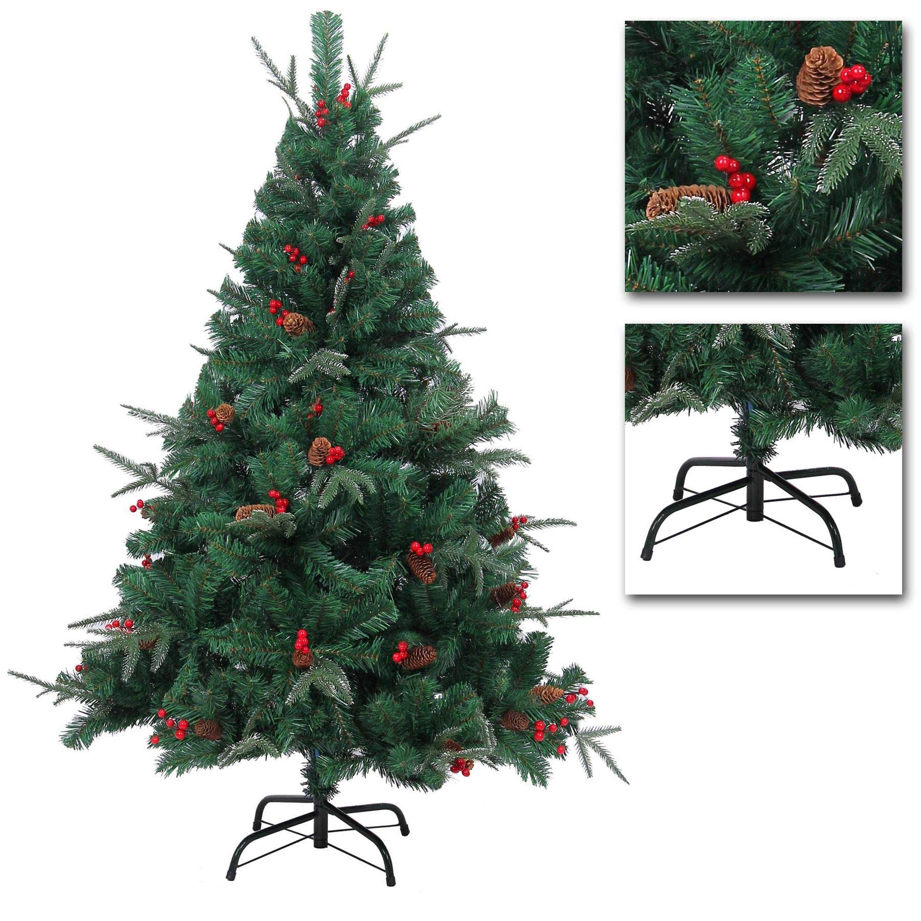 Gifts 4 All Occasions Limited SHATCHI-721 7ft Artificial Christmas Tree Naturally Decorated with Pine Cones and Barries with Frozen Tips - Image 2