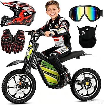 eAhora S4 Electric Dirt Bike for Kids 5-14,Peak 1200W Electric Motorcycle - Up to 26.8 Mph, 48V 10.4AH Battery 37 Miles Long-Range, Full Suspension Disc Brake,3-Speed Off-Road Dirtbike for Boys Girls