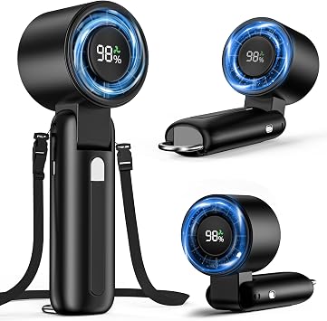 4 in 1 Portable Handheld Turbo Fan, 10000RPM High-Speed Mini, 180 Foldable, 1-100 Speeds, Up to 15H Use, 5000mAh Battery, Powerful Personal Cooling, Hand Held Fan for Travel, Indoor & Outdoor