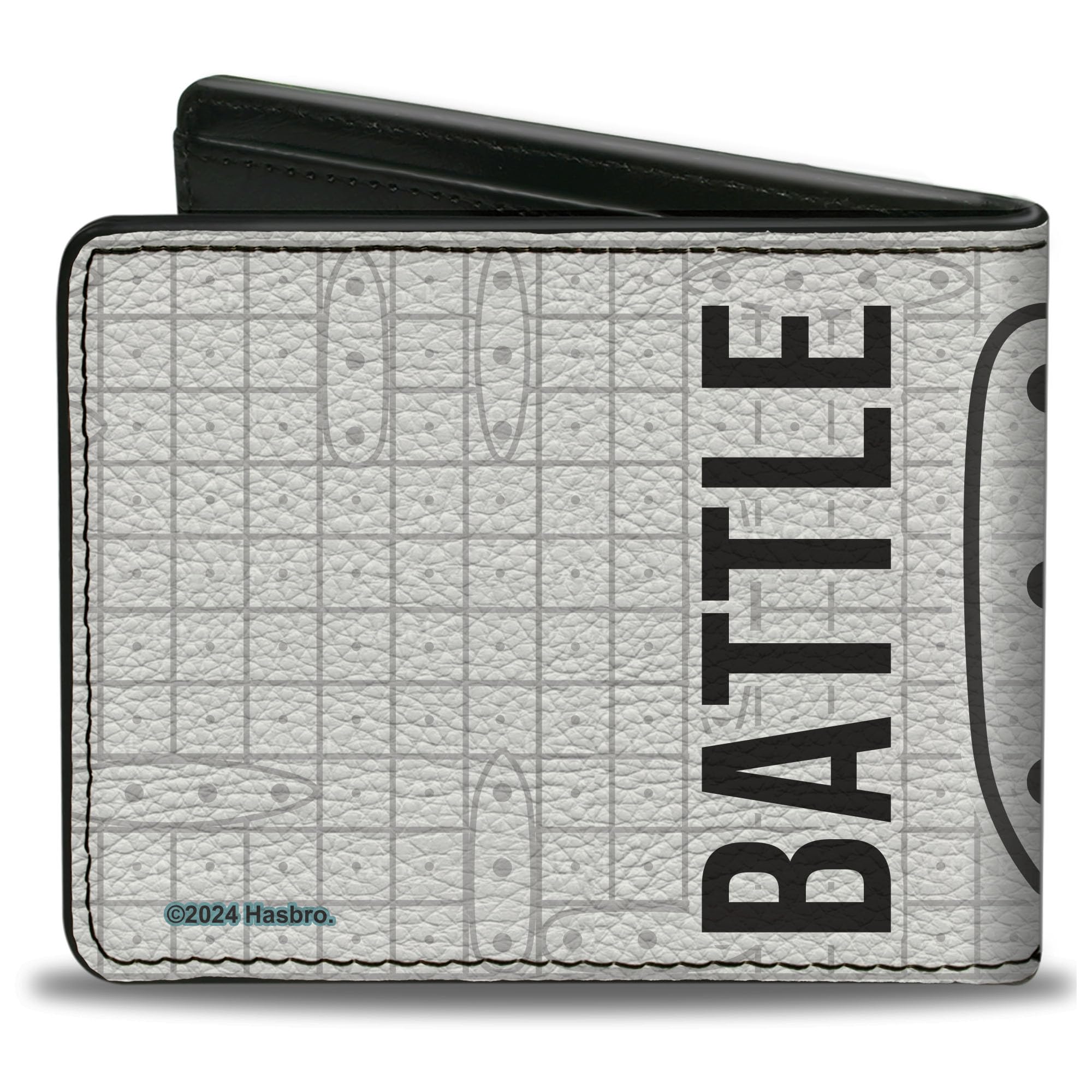 Hasbro Wallet, Bifold, Battleship Battle Ready Grids and Ships White Blue Black, Vegan Leather