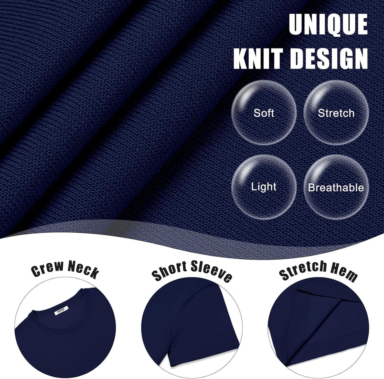 COOFANDY Mens Knit T-Shirts Casual Crewneck Short Sleeve Shirts Summer Tops Basic Pullover Tees - Image 5