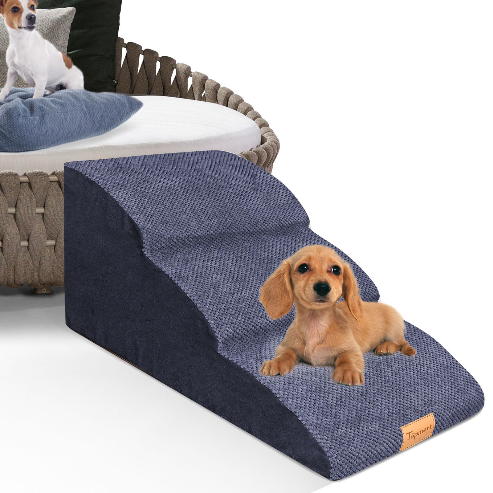 Topmart High Density Extended Foam Dog Ramp&amp;Steps 3 Tiers,15.7" High