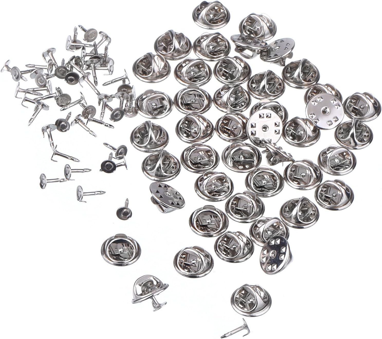 100 Pairs Butterfly Clutch, CBTONE Silver Metal Tie Tacks Pin Backs Replacement with Blank Pins for Craft Making, Badge Insignia, Citation Bars, Service Bars, Toy Pins and Jewelry Making : Arts, Crafts & Sewing