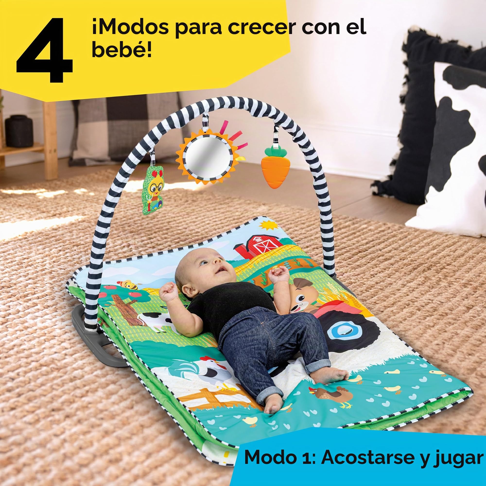 Baby Einstein, Gimnasio Musical de Actividades Farm Explorers Busy Barnyard de la colección Grow with Me, con Clasificador de Formas, para Edades de 0 Meses a 4+ años