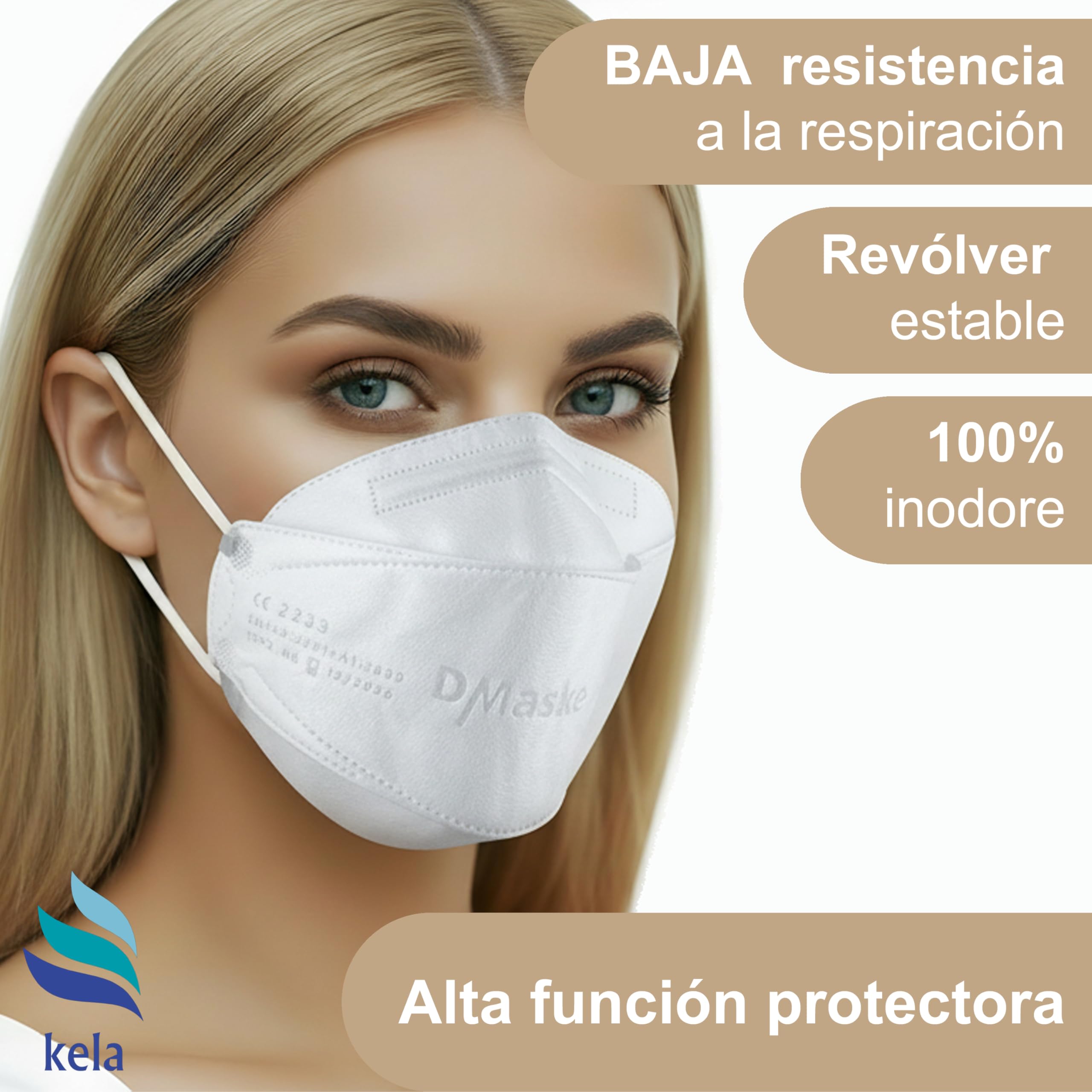Mascarillas FFP2 Blanco | protector bucal | protección respiratoria | respirador | Amigable con la piel - Transpirabl | EN 149:2001+A:2009, CE 2233 GEPTEST
