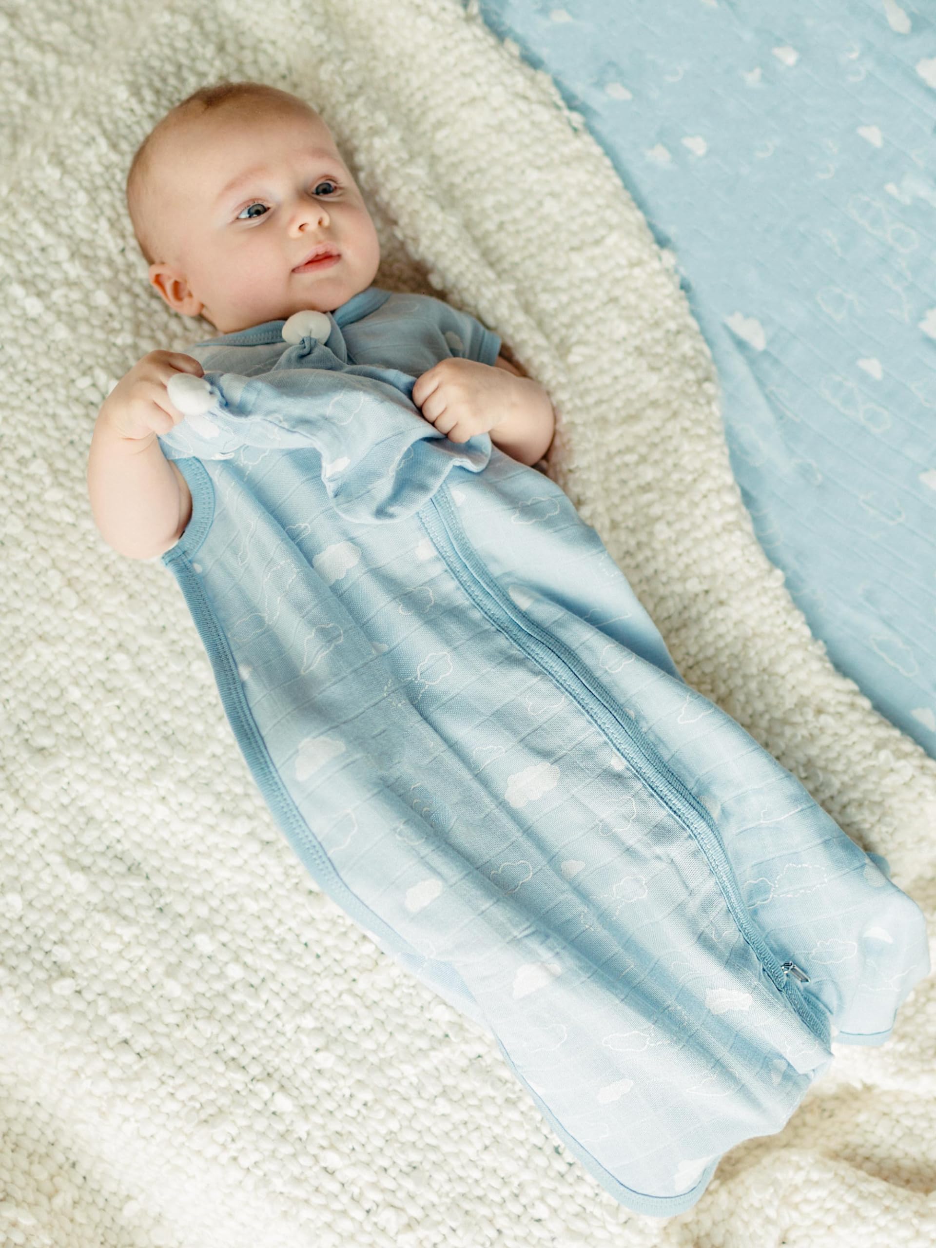 Under the Nile Organic Cotton Muslin Wearable Blanket - Clouds - 0-6 Month