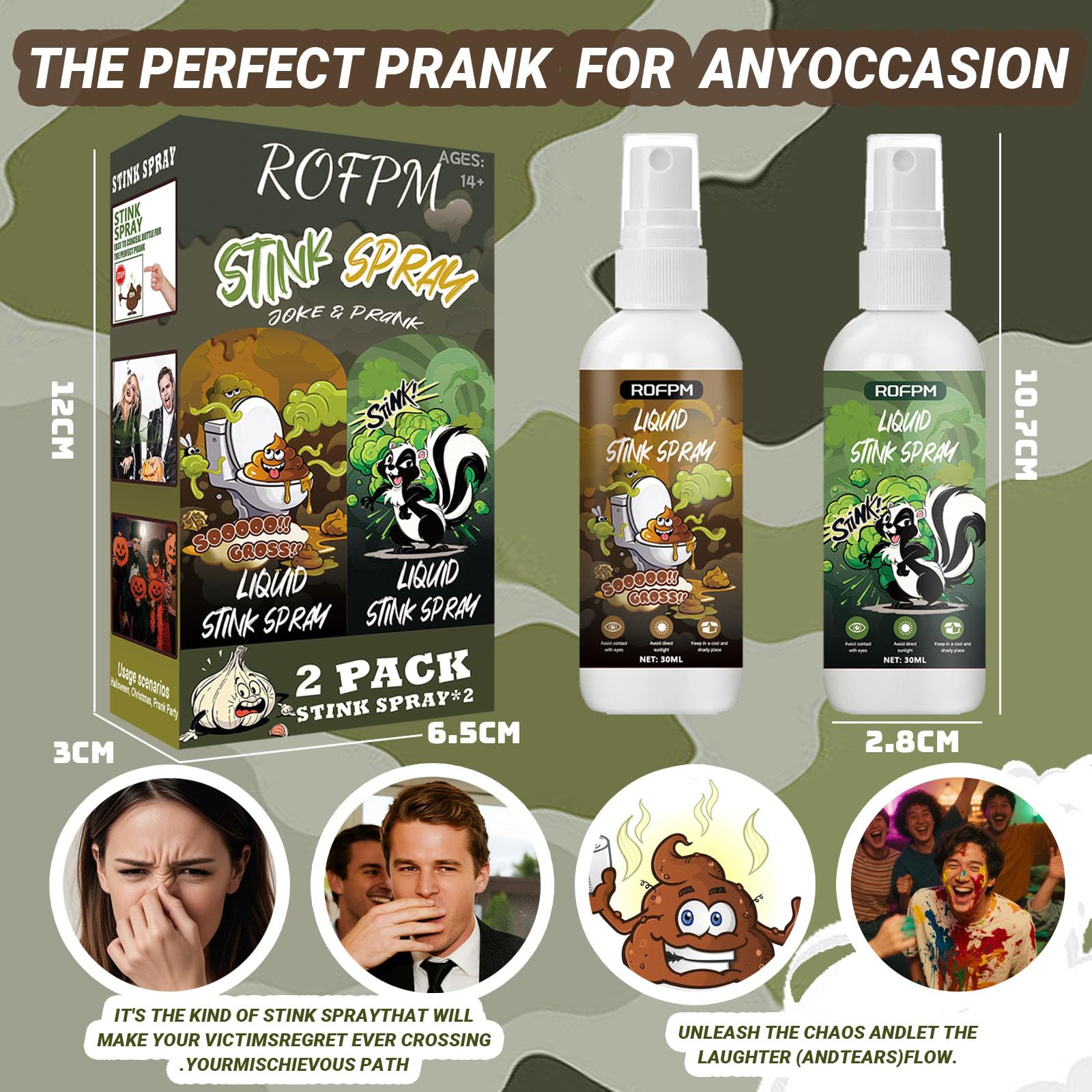 2 SZTUKI Spray do nięcia, spray w płynie do nięcia, malodorant w sprayu do żartów, długi czas trwania potężny zapach pompy, żart zabawka na Halloween