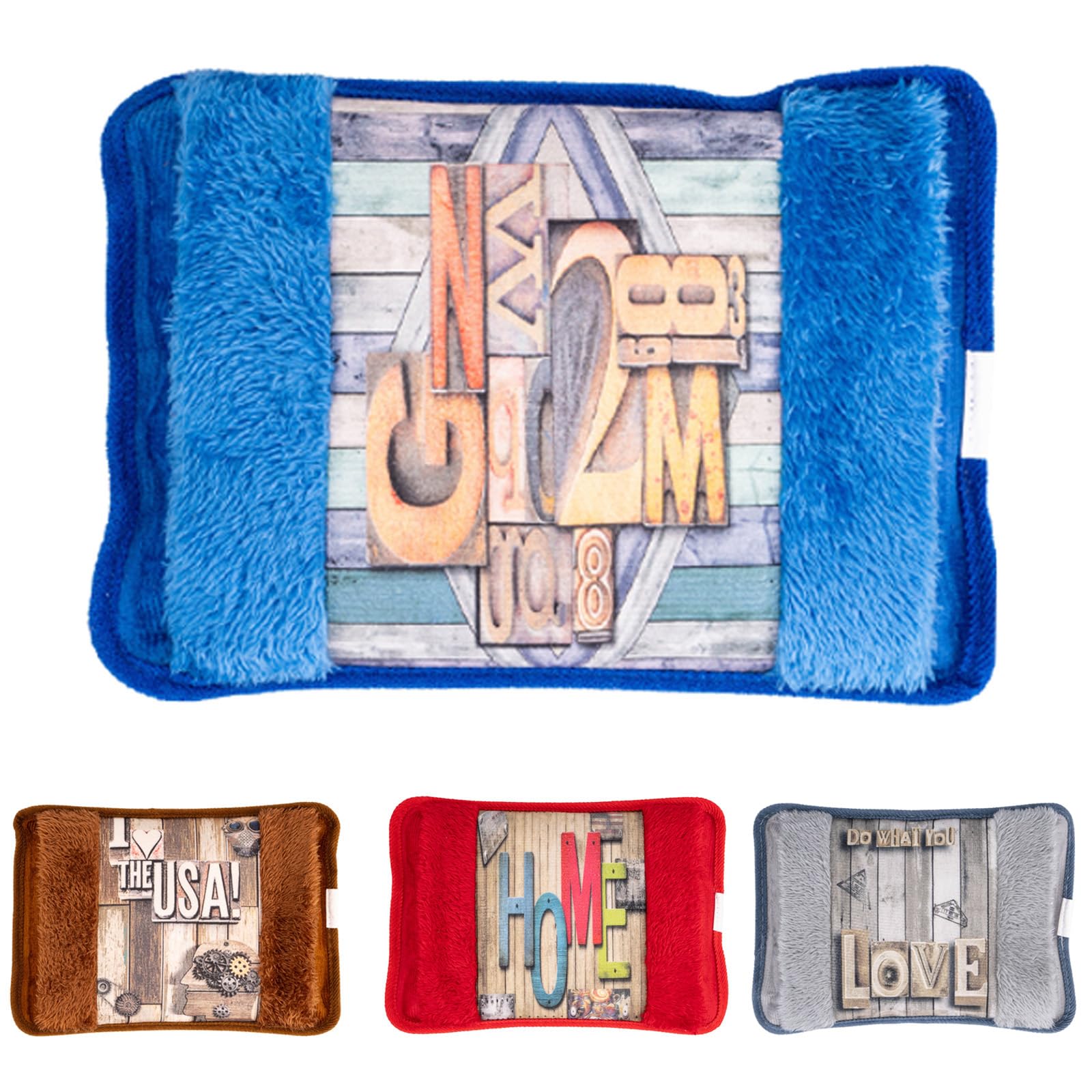LEIVESTE - Bolsa de agua caliente eléctrica con bolsillo suave de felpa, calentador eléctrico para calentar manos, cama y abdomen (azul)