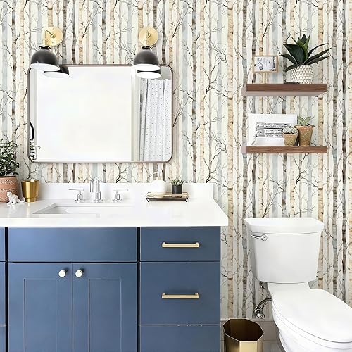 Miniatura 8 de Papel Tapiz Vintage de Abedul Despegar y Pegar Bosque Removible Naturaleza Botánico Árbol 17.7" x 236.22" Papel de Pared Autoadhesivo Acuarela Papel
